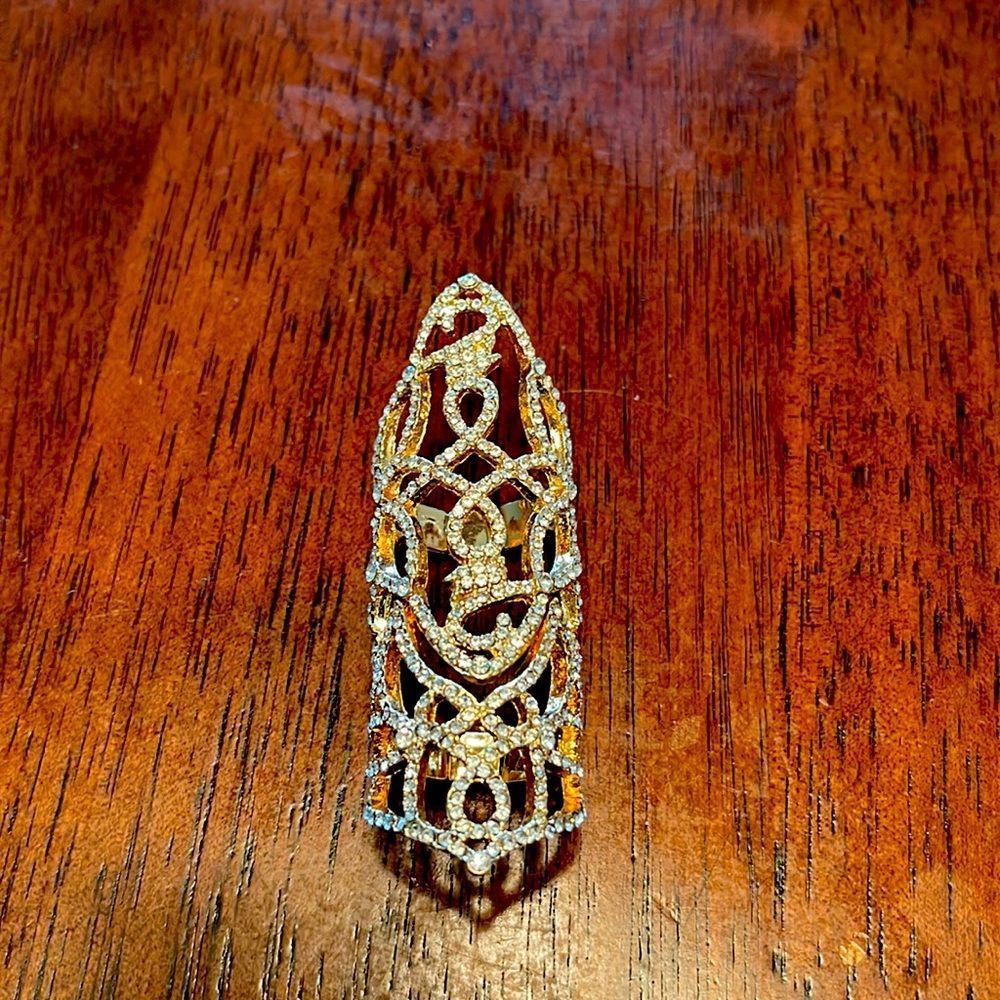 Gold Crystal Hinge Statement Ring
